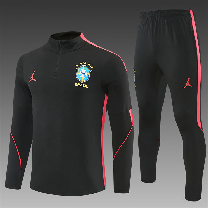 Brazil 2026/27 Black/Red Jordan ¼  Zip Training Set | Adult + Kids Sizes