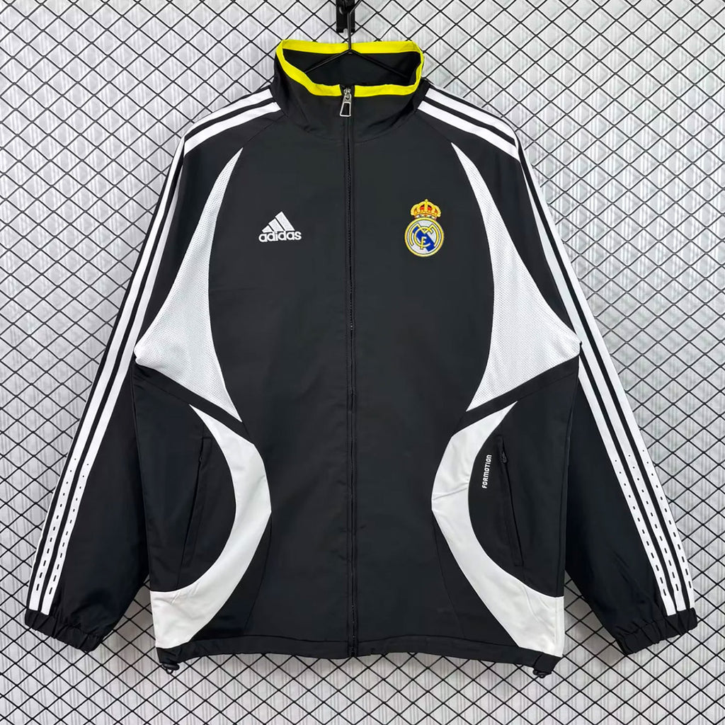 Real Madrid 2006/07 Black/Grey Windbreaker - Retro