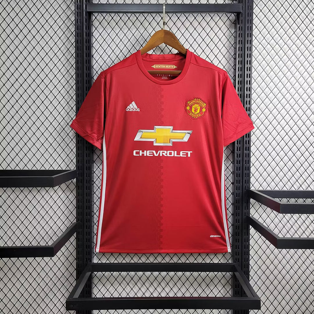 Manchester United home football jersey, red with club crest and Chevrolet sponsor
