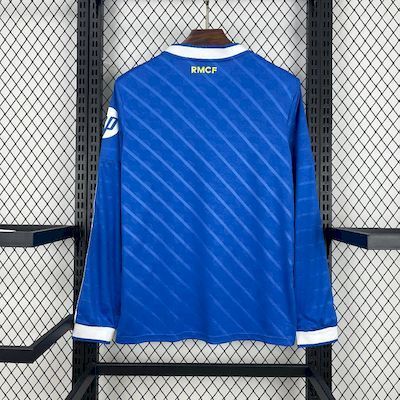 Real Madrid third long-sleeve fan jersey back in blue with RMCF print and white trim