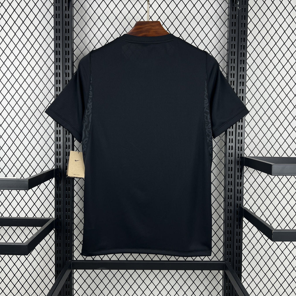 Norway away fan soccer jersey, dark navy, short sleeves and crew collar, back view