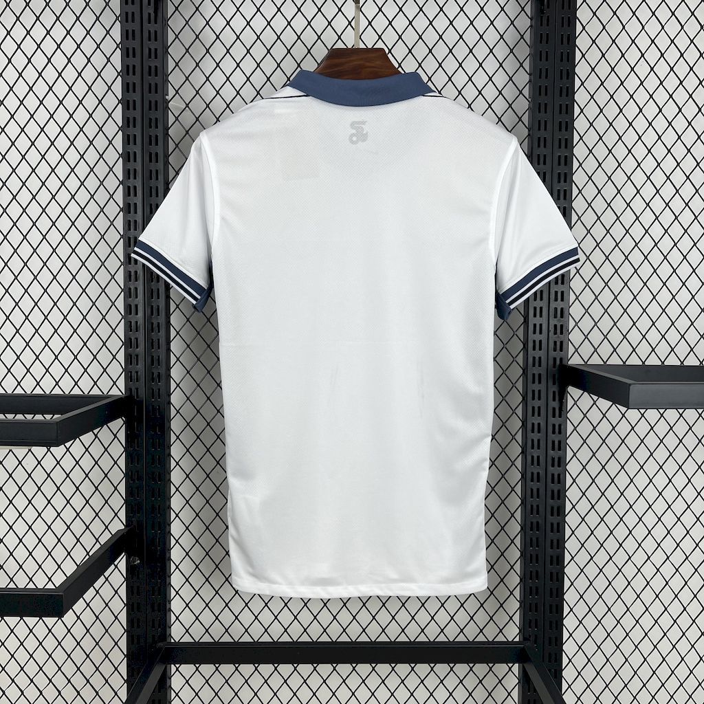 Back view white Inter Milan away fan jersey with blue-trim cuffs