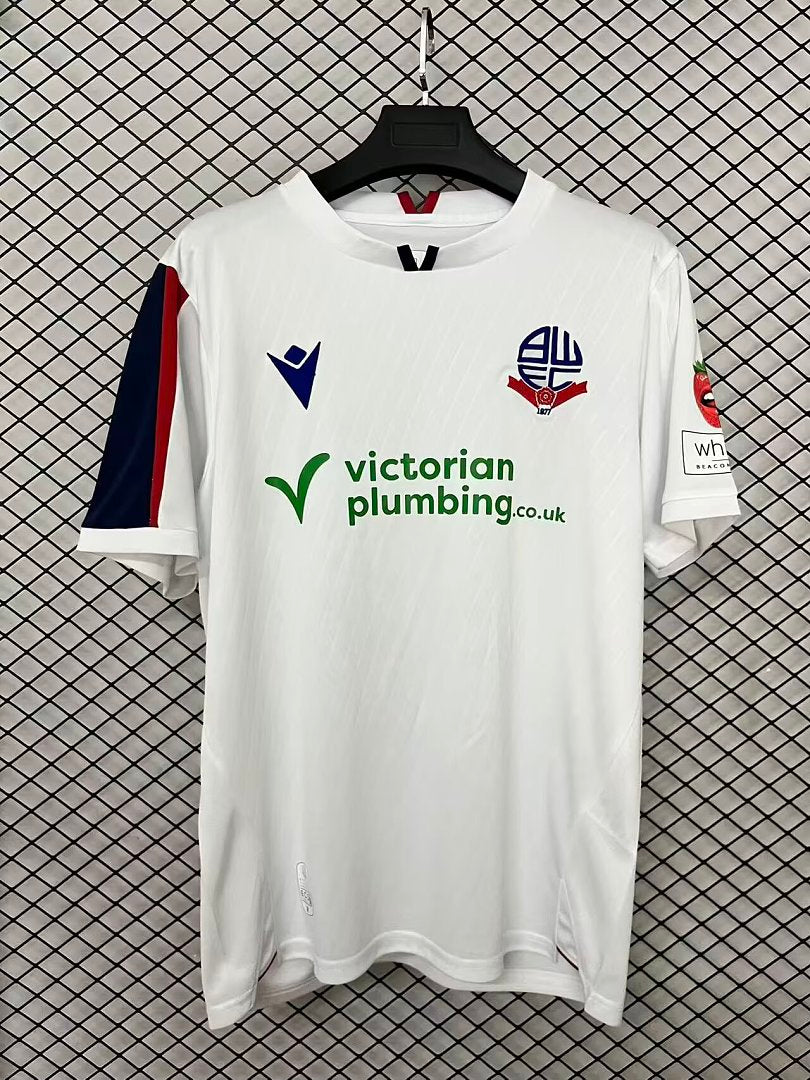 Bolton Wanderers home football shirt, white with sponsor logos on front