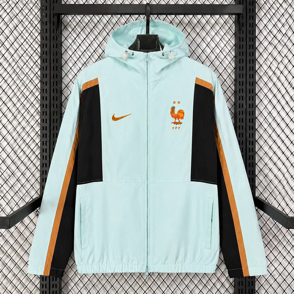 France 2026 Light Blue Hooded Windbreaker