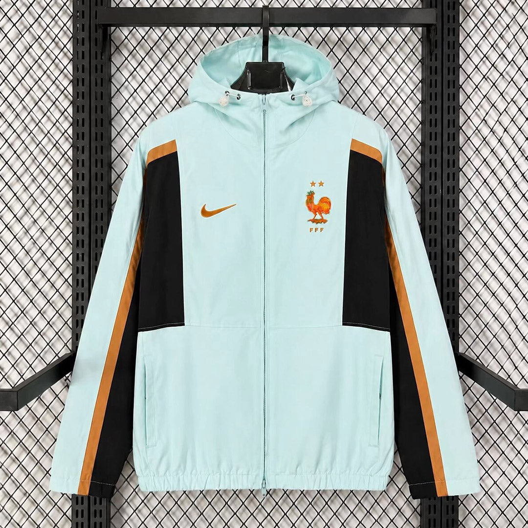 France 2026 Light Blue Hooded Windbreaker