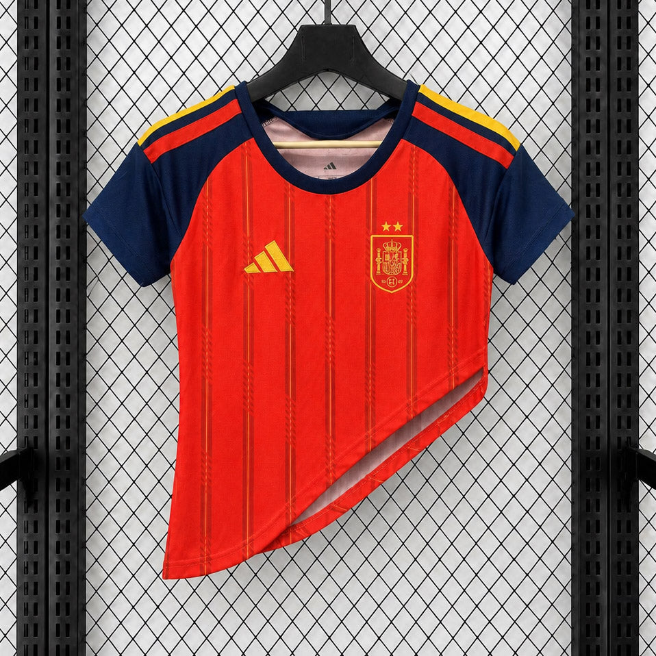 Spain 2026 Home 2 Stars Women Asymmetric Hem Crop - Women's Fit