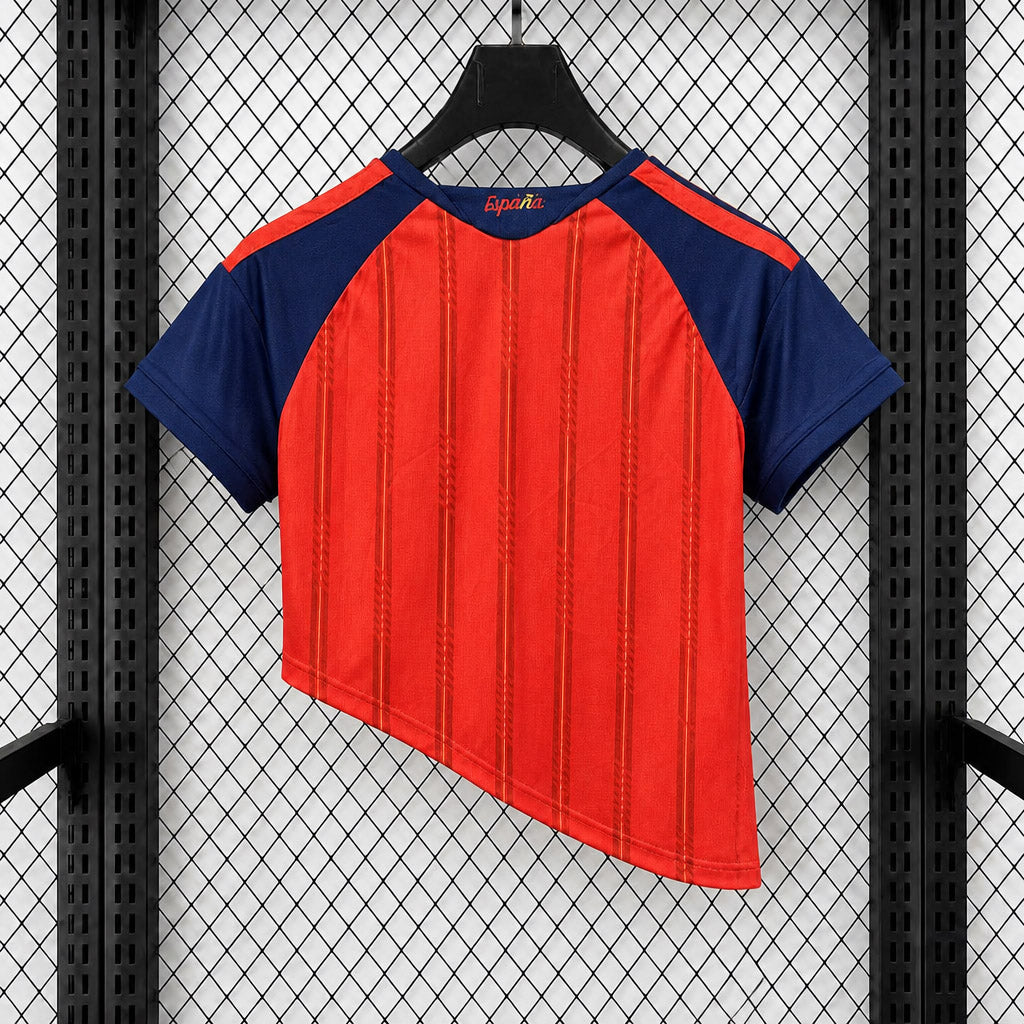 Spain 2026 Home 2 Stars Women Asymmetric Hem Crop - Women's Fit