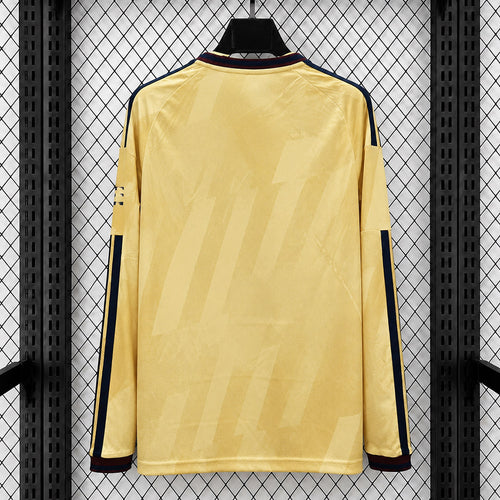 Arsenal 2026/27 third long-sleeve fan jersey, yellow back with navy side stripes
