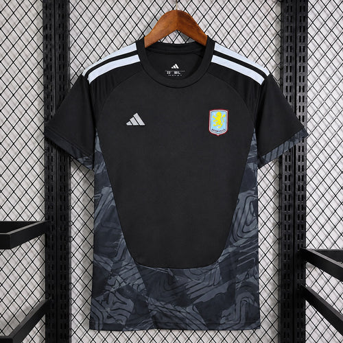 Black goalkeeper fan jersey with white shoulder stripes and club crest on chest