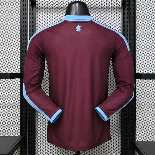 Aston Villa home football shirt, maroon long sleeve with back crest and blue trim
