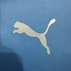 Puma logo on light blue football jersey