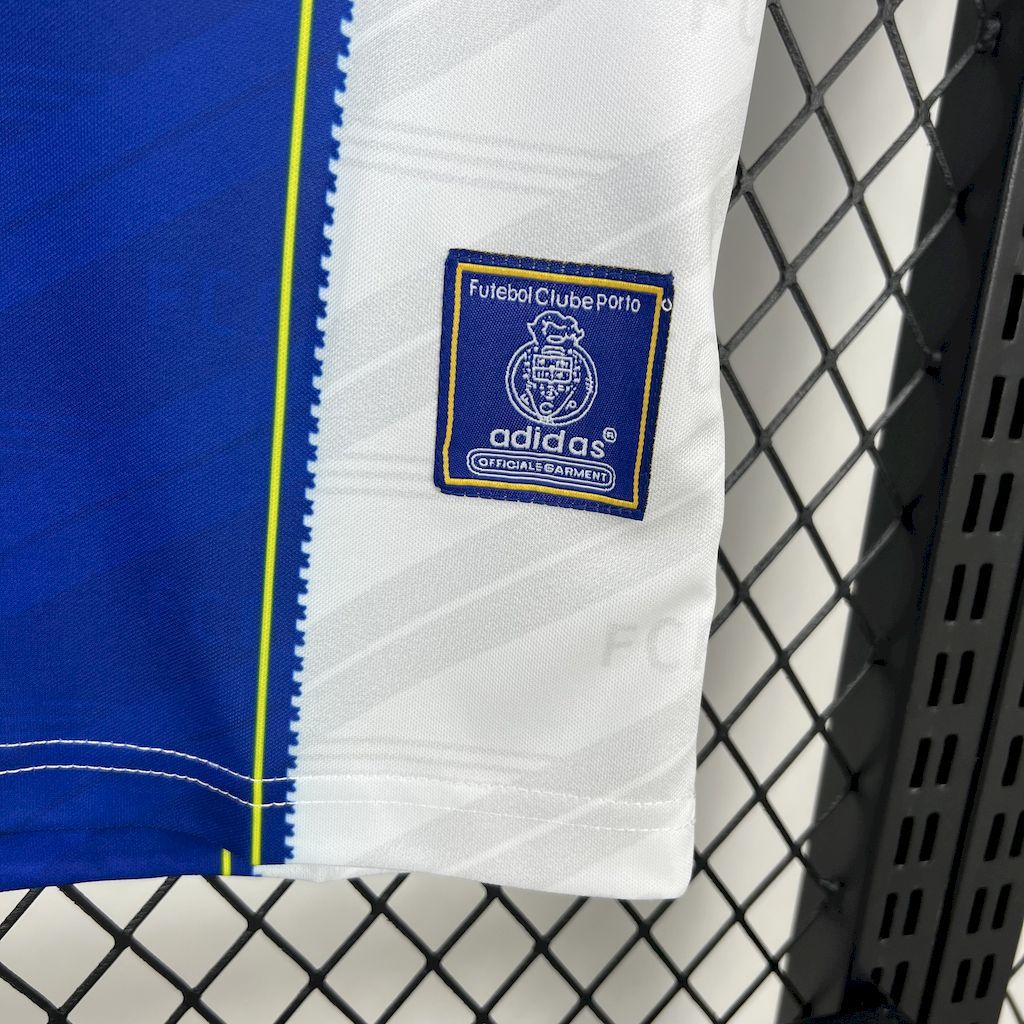 FC Porto retro jersey crest badge on white fabric with Adidas label