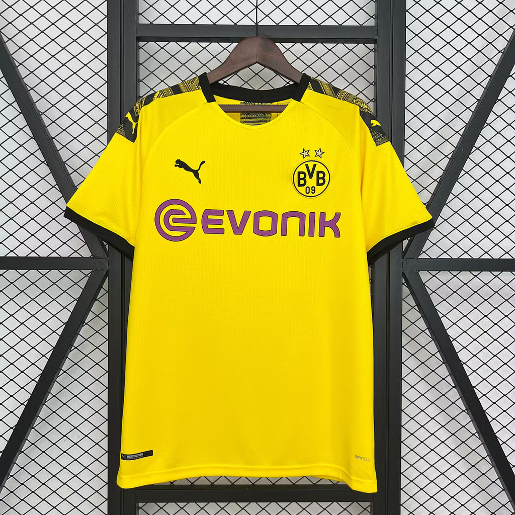 Yellow Borussia Dortmund home retro football jersey with Evonik sponsor and BVB crest