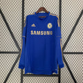 Blue Chelsea home long-sleeve football shirt with adidas logo, Samsung sponsor, gold stripes