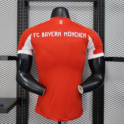 Bayern Munich home player jersey, red back view with white shoulder panels