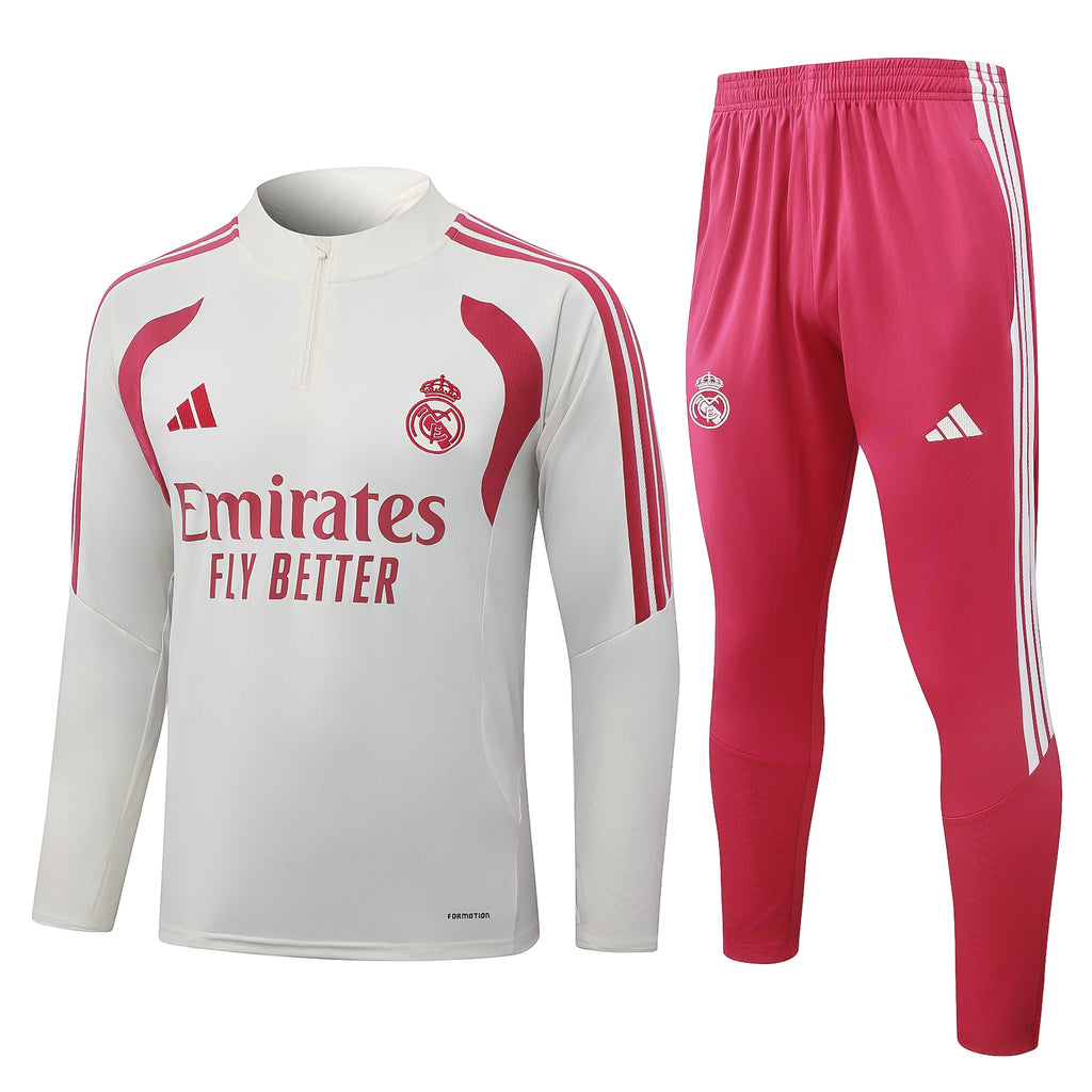 Real Madrid 2026/27 White/Pink  ¼ Zip Training Set | Adult + Kids Sizes