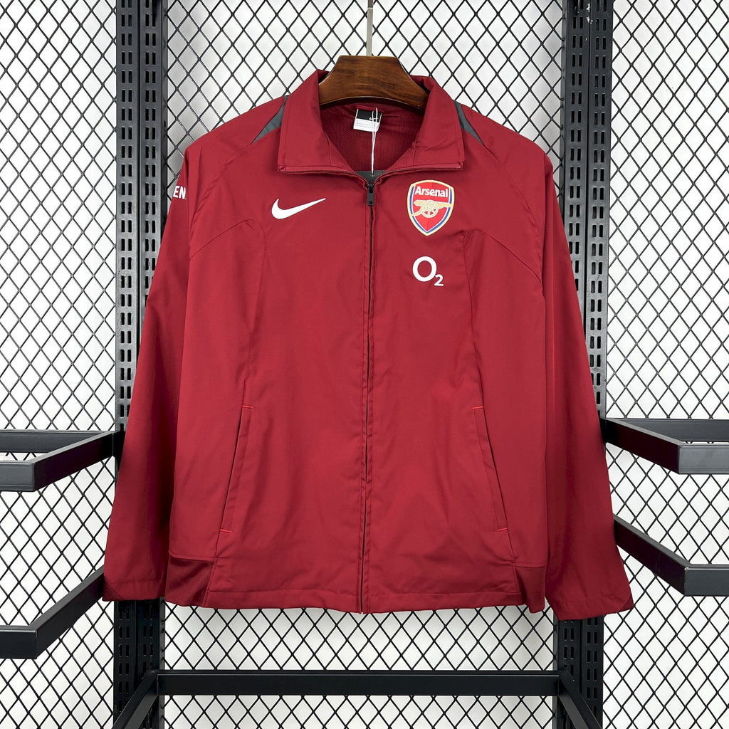 Red Arsenal retro windbreaker jacket with full-zip front and Nike logo on chest