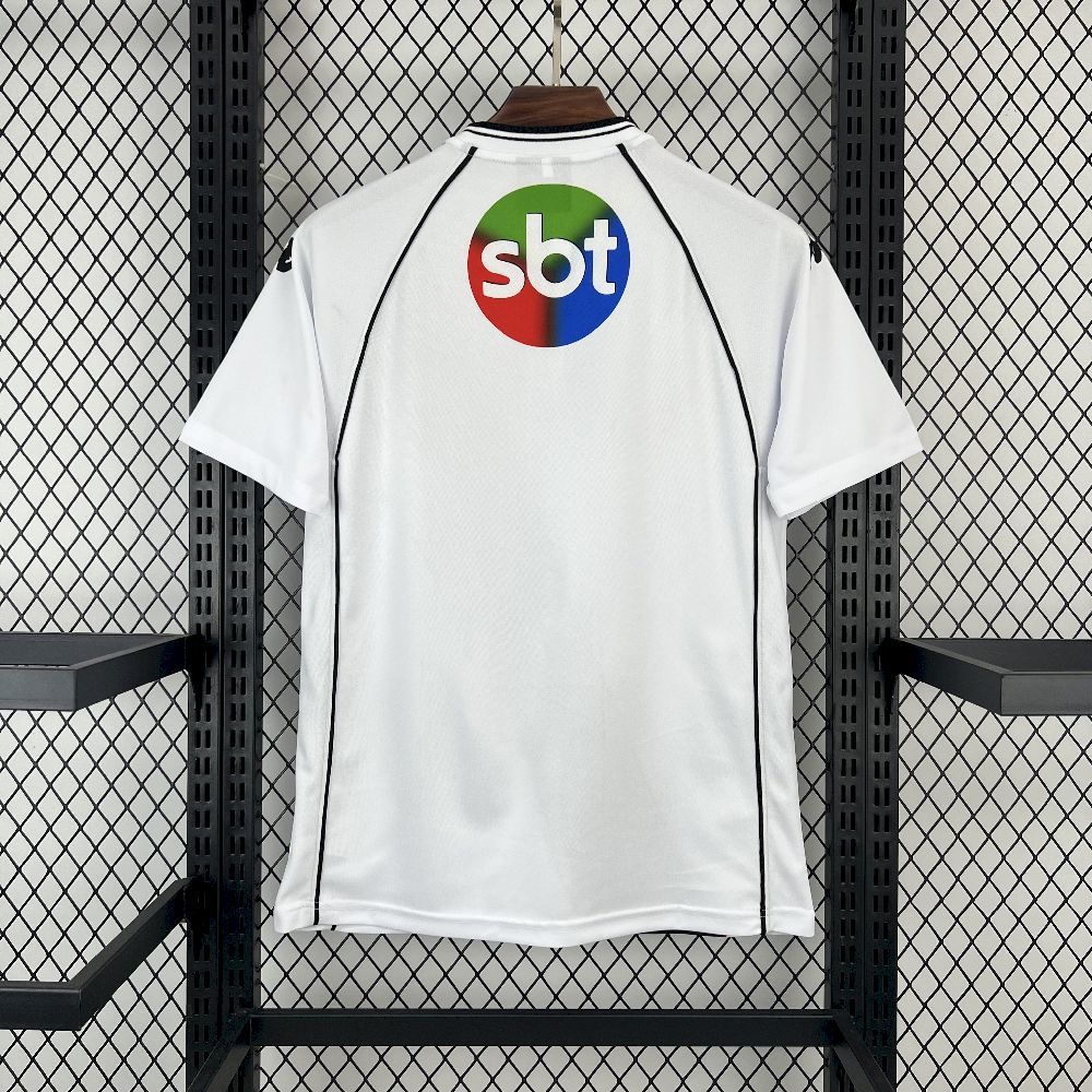 Retro football jersey back in white with green sbt logo and black collar trim