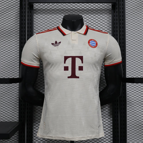 Bayern Munich 2024/25 third jersey, white with red trim and T-logo front print.