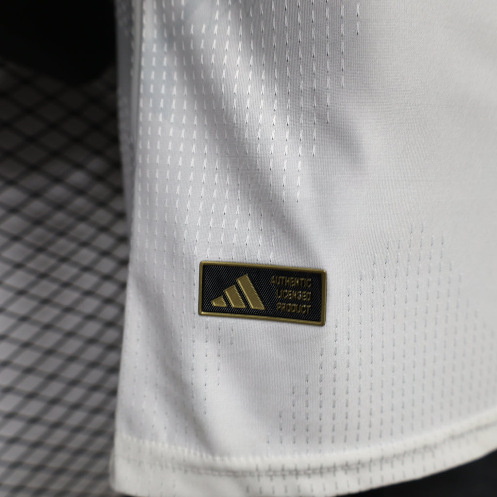 White Manchester United third player football shirt sleeve with adidas logo patch
