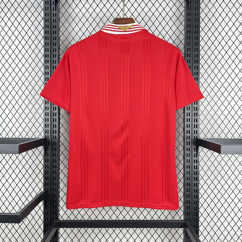 Red short-sleeve soccer jersey with a plain back