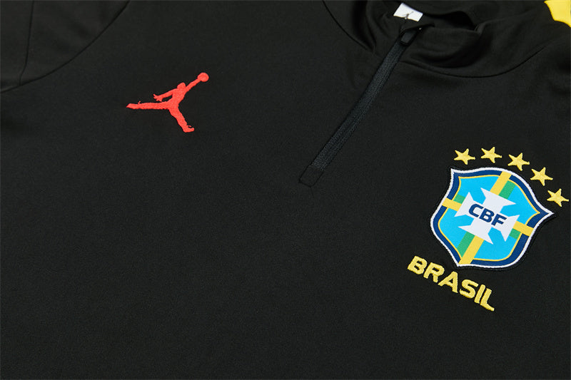 Brazil 2026/27 Black/Yellow Jordan ¼  Zip Training Set | Adult + Kids Sizes