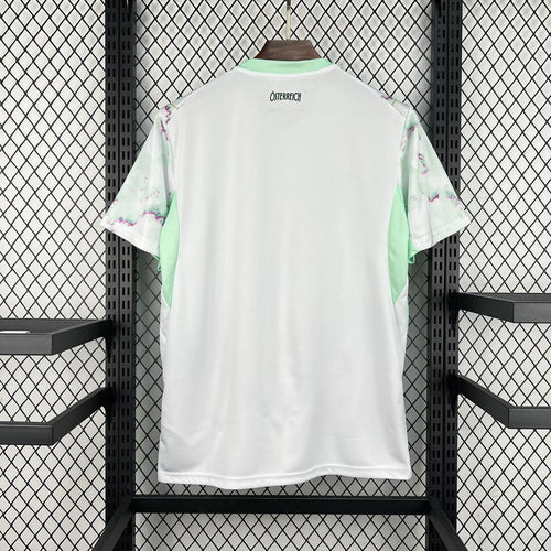Austria away soccer jersey back, plain white with mint side panels