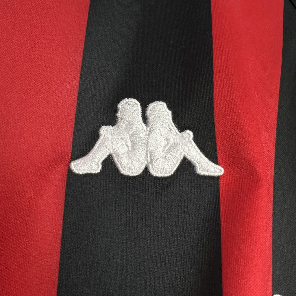 AC Milan 1988/89 jersey Kappa logo on black panel between red and black stripes
