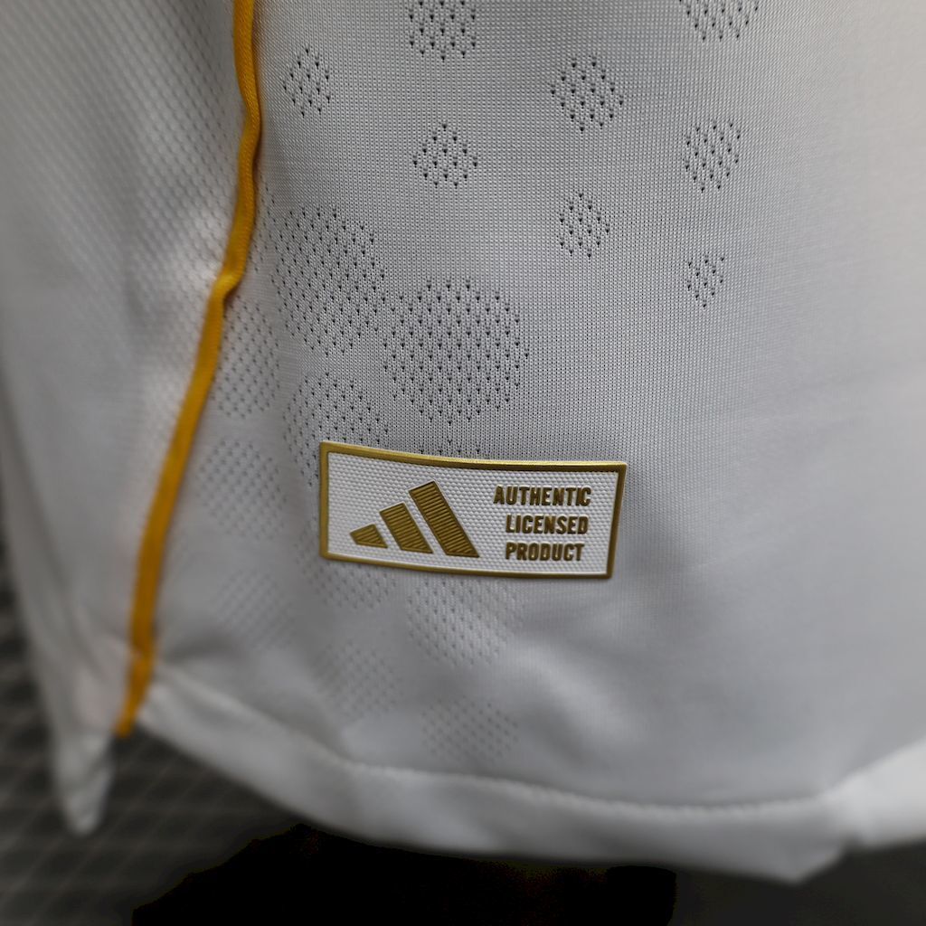 White football jersey close-up of Authentic Licensed Product label