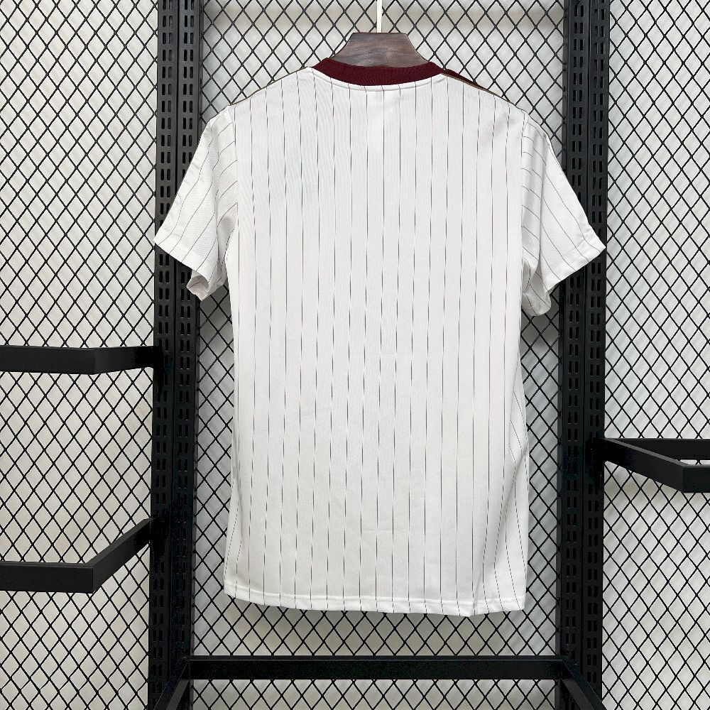 Arsenal 2025/26 terrace icons football shirt back, white with maroon pinstripes