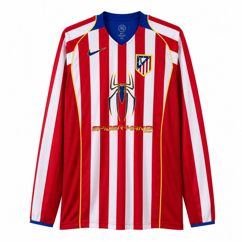 Atletico Madrid 2004/05 Home Long Sleeve - Retro