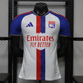 Home football shirt on mannequin, white with blue sleeves and red center stripe