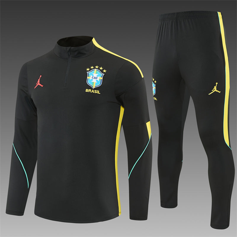Brazil 2026/27 Black/Yellow Jordan ¼  Zip Training Set | Adult + Kids Sizes