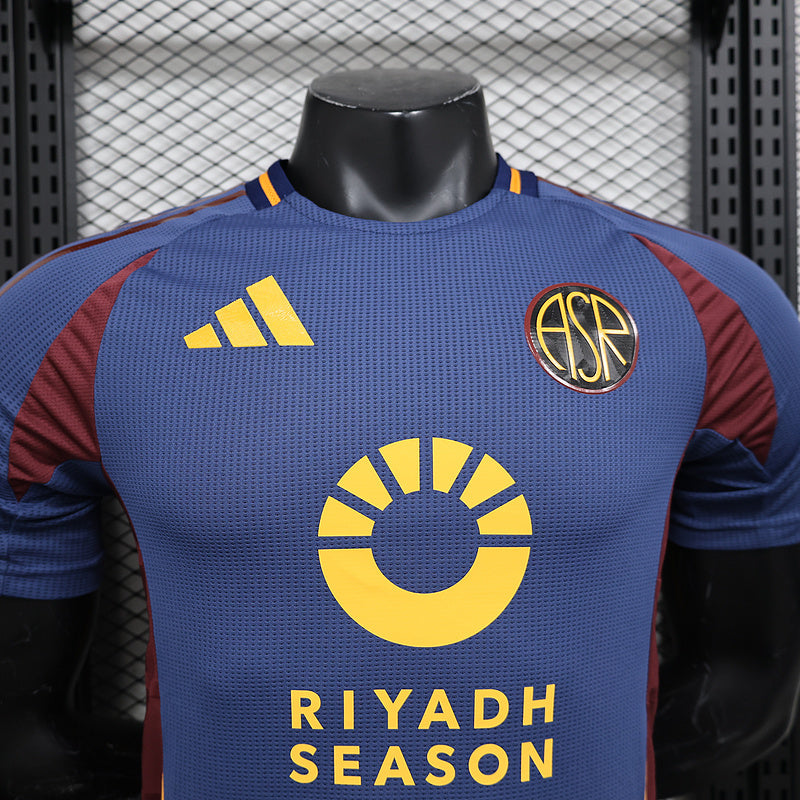 Blue soccer jersey front view with ACR crest, adidas logo, and R I Y A D H SEASON