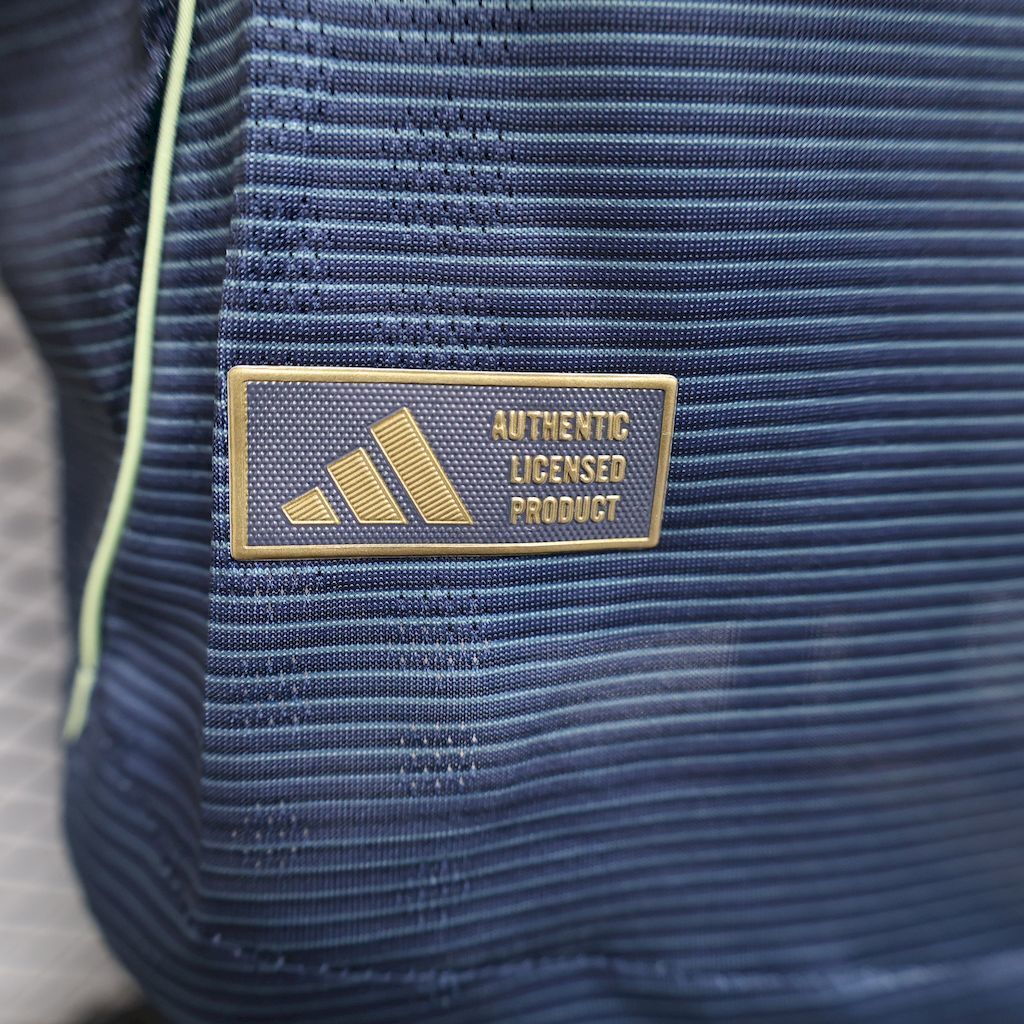 Adidas Authentic Licensed Product label on navy Real Madrid away jersey