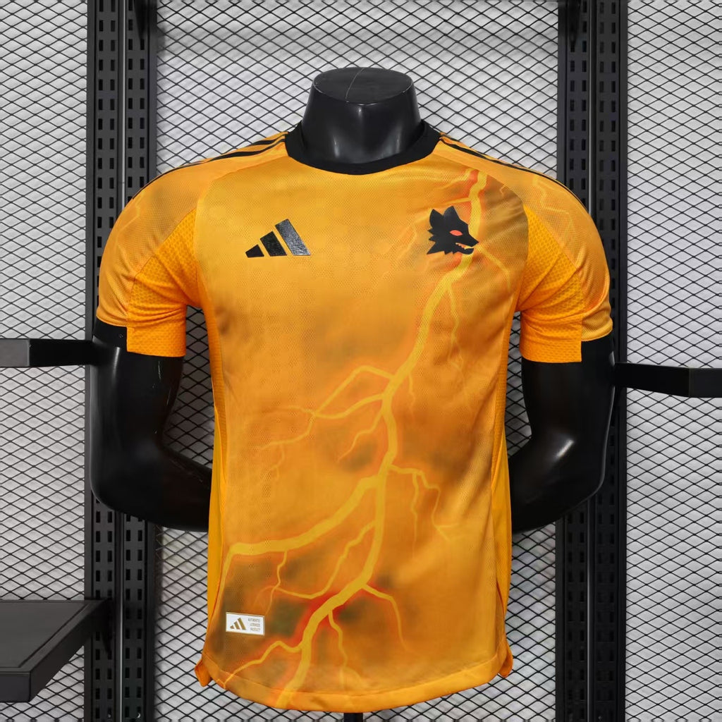 Orange football jersey front view with adidas logo and club crest