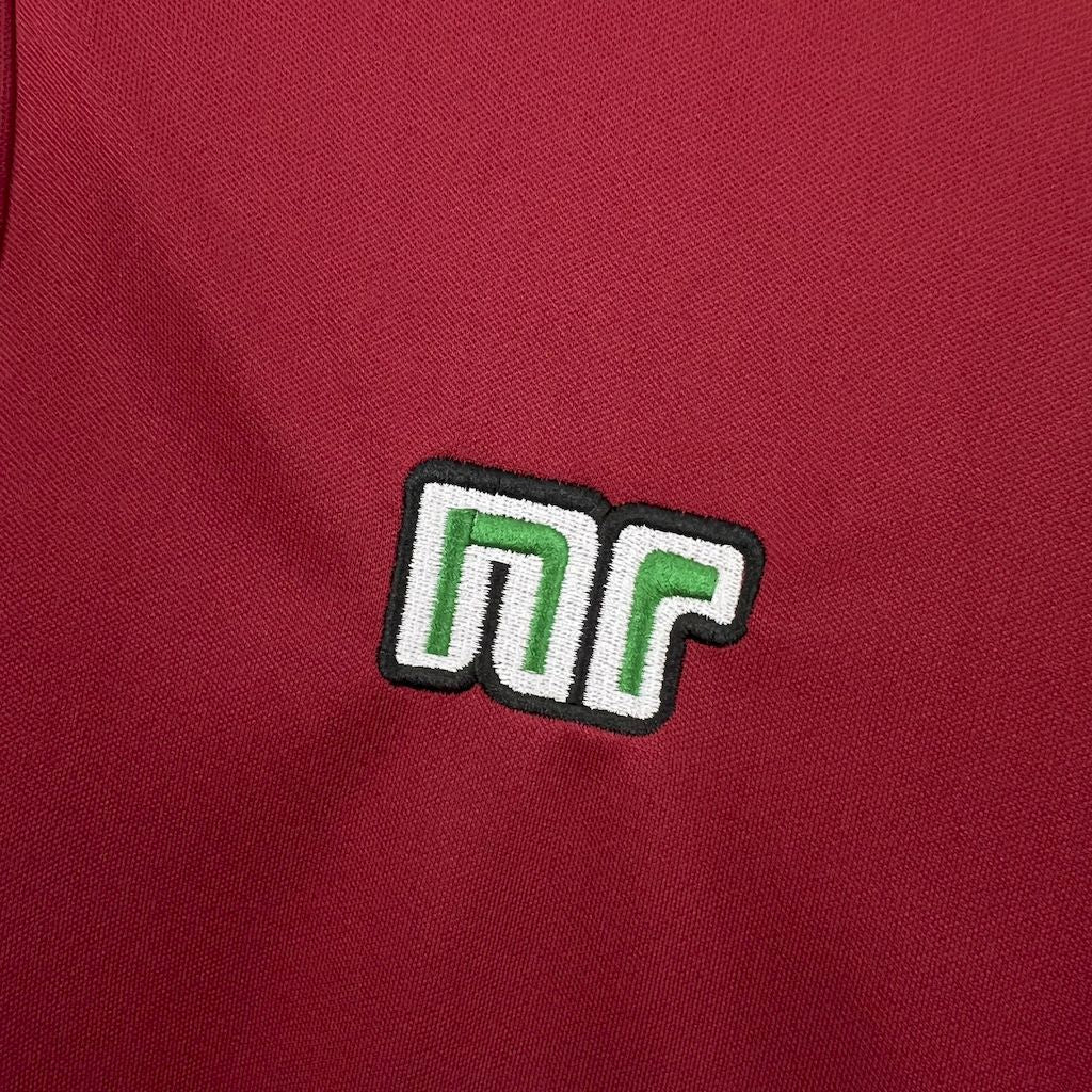 mgf logo patch on maroon football jersey