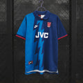 Retro football jersey, blue with navy lightning design, Nike logo and JVC front print
