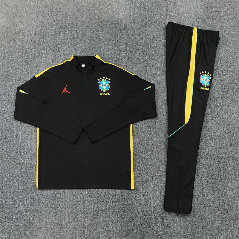 Brazil 2026/27 Black/Yellow Jordan ¼  Zip Training Set | Adult + Kids Sizes