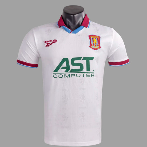 Aston Villa retro away football shirt, white with red-blue trim and AST Computer logo
