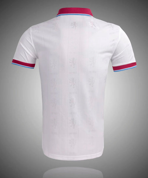 Retro away football shirt back, white with red-blue collar and sleeve trim