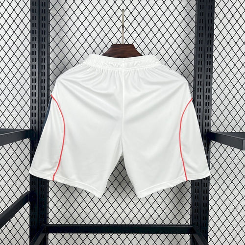 Bayern Munich fan shorts, white with red piping and navy side stripes
