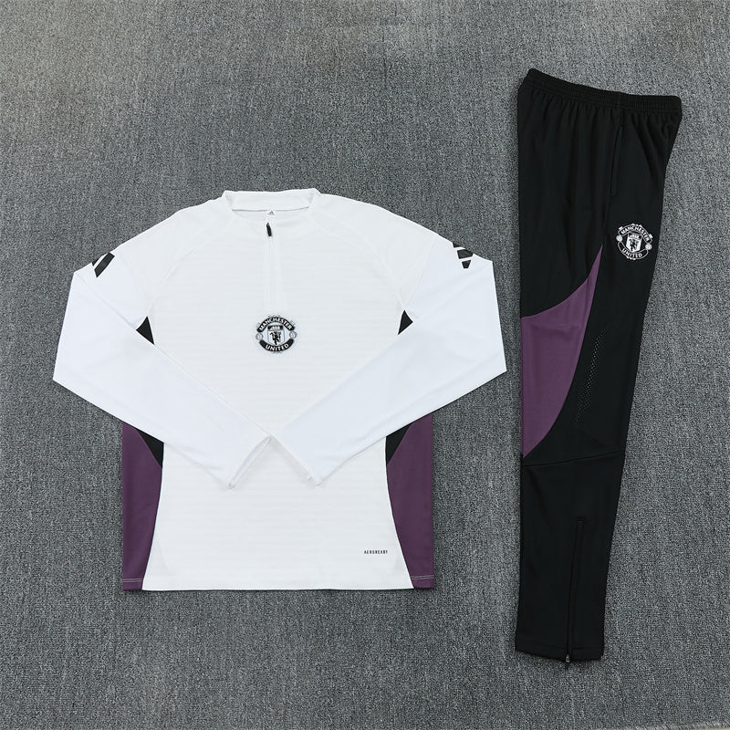 Manchester United 2025/26 White ¼  Zip Training Set | Adult + Kids Sizes
