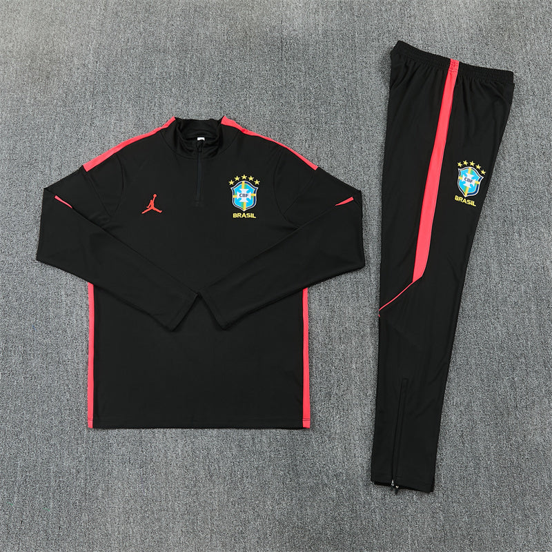 Brazil 2026/27 Black/Red Jordan ¼  Zip Training Set | Adult + Kids Sizes