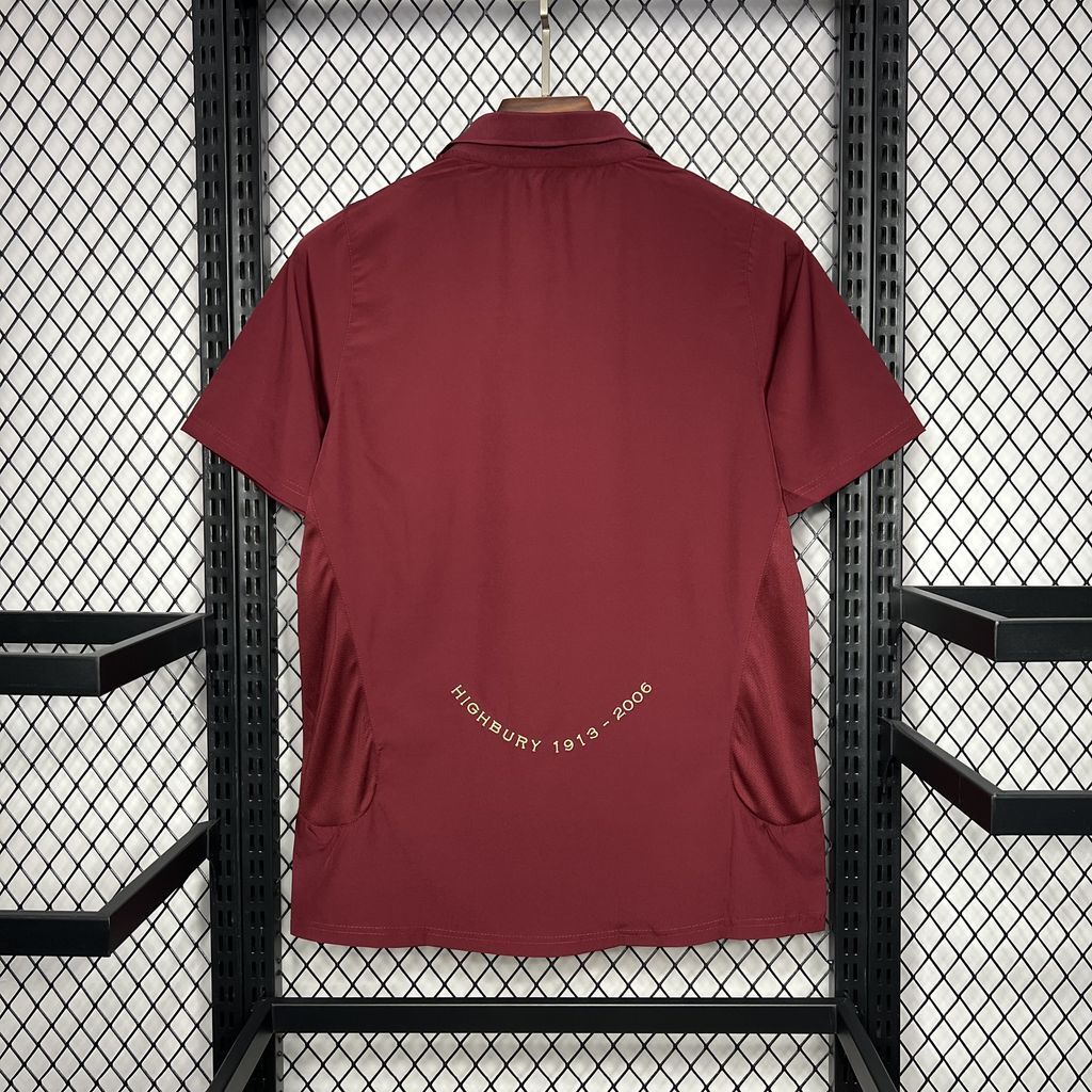 Maroon football jersey back with Highbury 1913–2006 print
