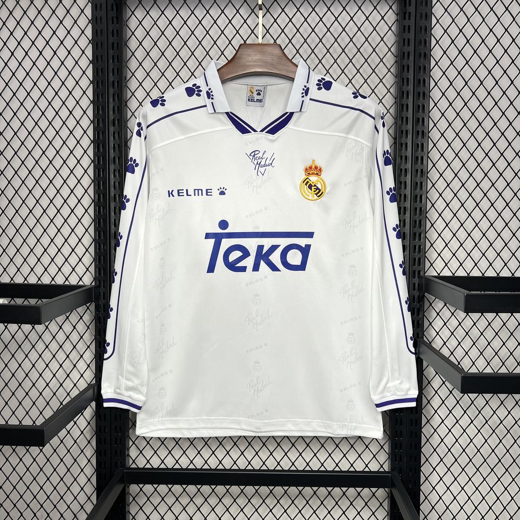 Real Madrid 1994/96 Home Long Sleeve - Retro