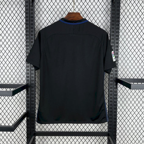 Black Atletico Madrid retro away football jersey back view