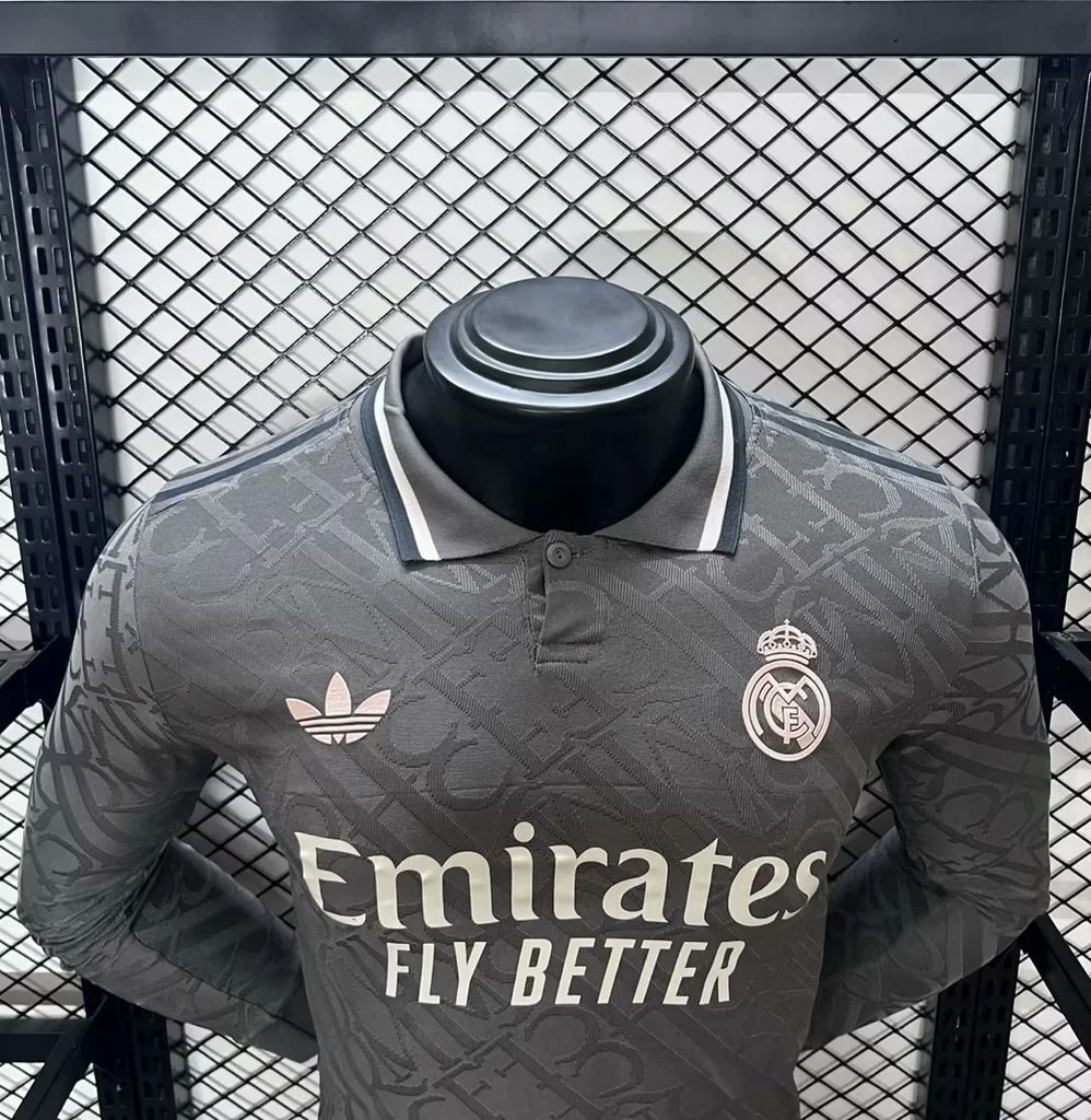 Real Madrid third long-sleeve football jersey, dark gray with Fly Better sponsor