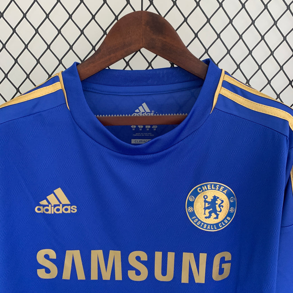 Blue Chelsea home soccer jersey with SAMSUNG sponsor, crest, and adidas logo