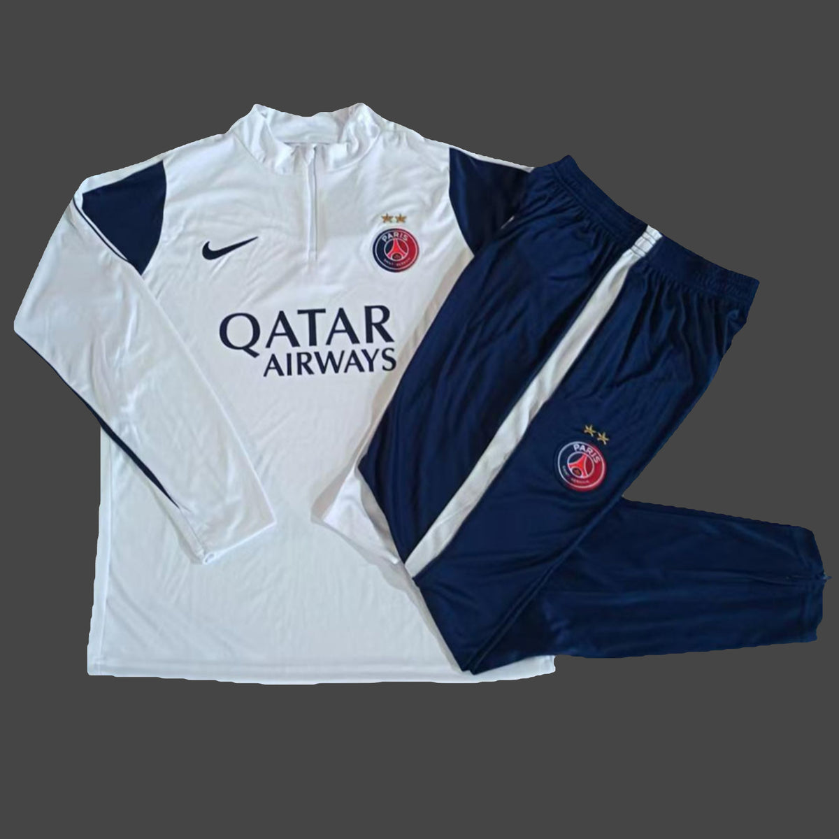 Paris Saint-Germain 2026/27 White Navy ¼ Zip Training Set | Adult + Kids Sizes